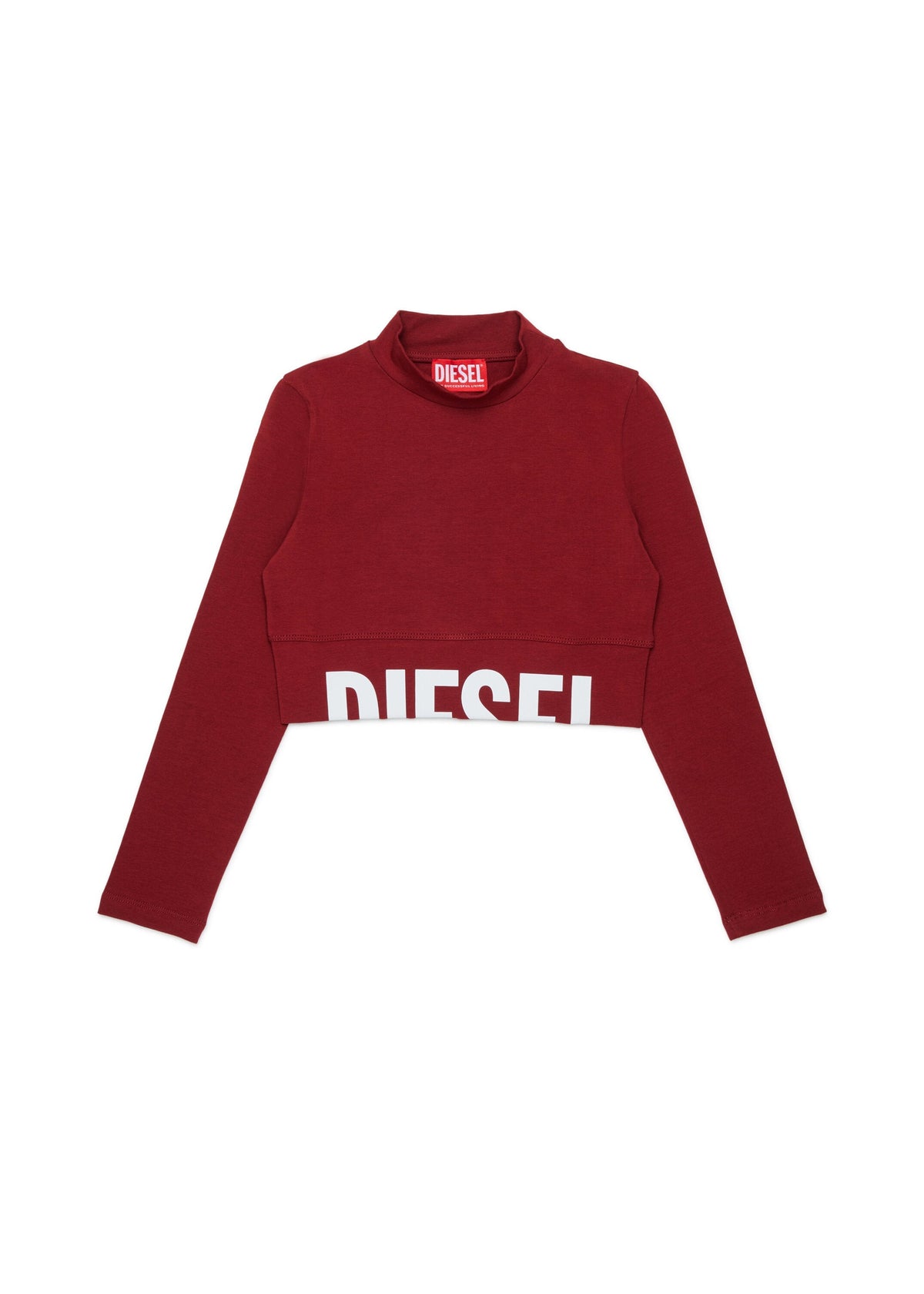 T-shirt cropped a maniche lunghe per ragazza - Bordeaux