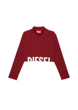 T-shirt cropped a maniche lunghe per ragazza - Bordeaux