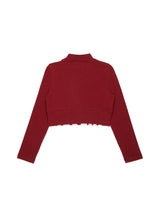 T-shirt cropped a maniche lunghe per ragazza - Bordeaux