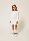 Abito corto baby in maglia a trecce