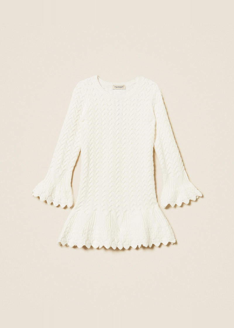 Abito corto baby in maglia a trecce