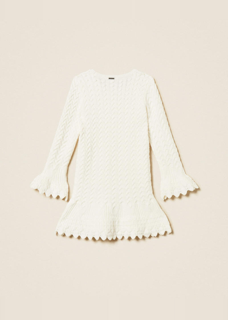 Abito corto baby in maglia a trecce