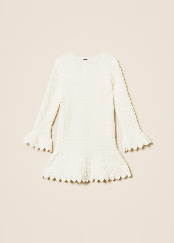 Abito corto baby in maglia a trecce