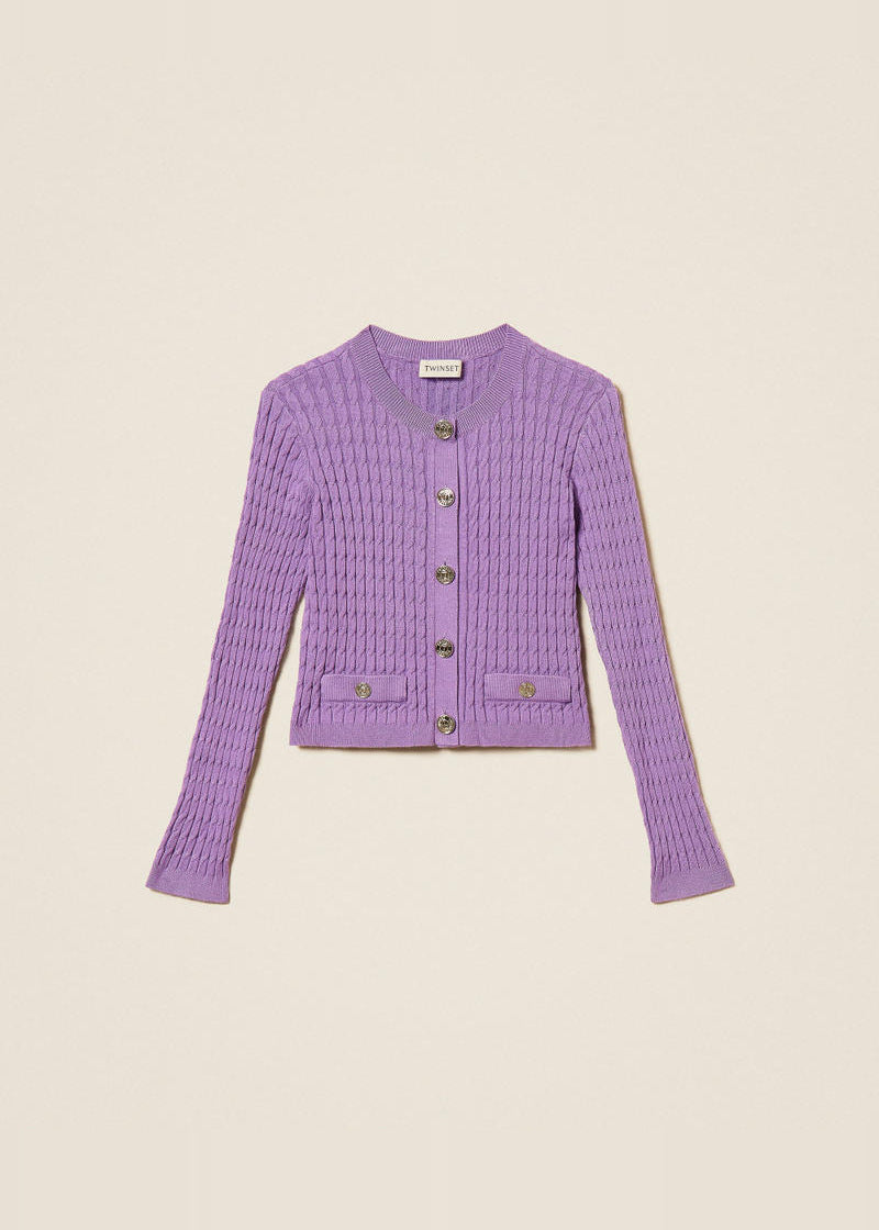 Cardigan fitted in maglia a trecce