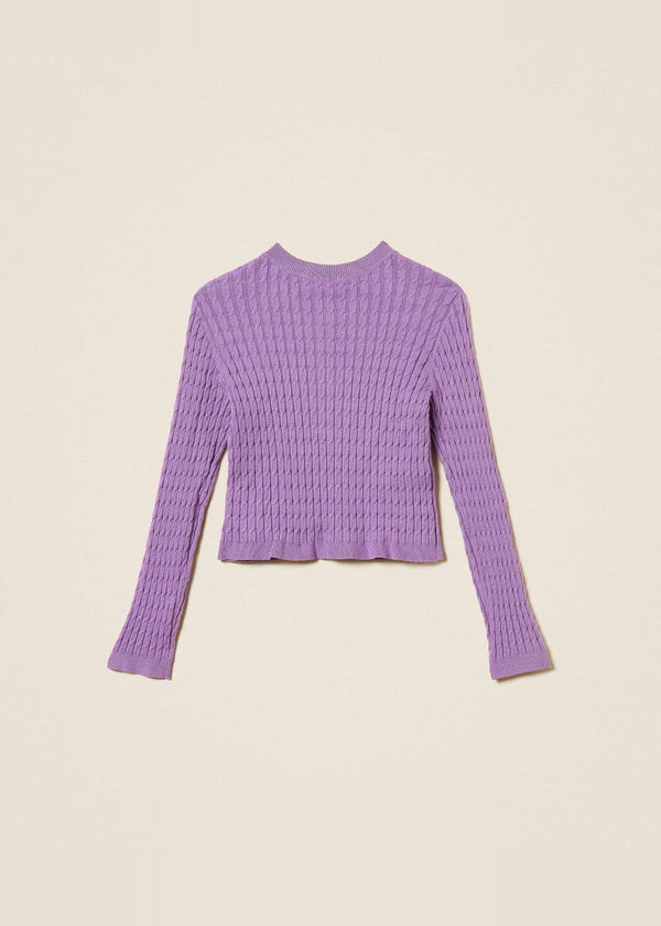 Cardigan fitted in maglia a trecce