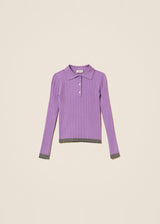 Maglia a polo a costine con dettagli a contrasto
