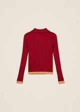 Maglia a polo a costine con dettagli a contrasto