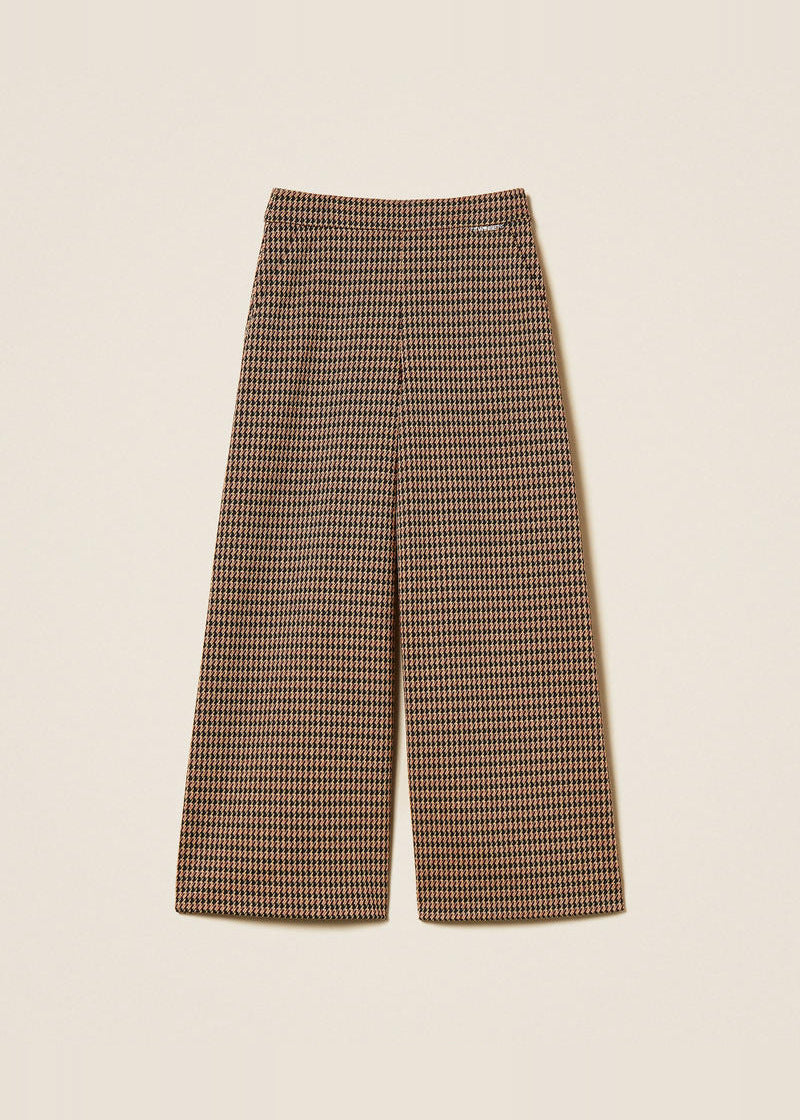 Pantaloni a palazzo in pied-de-poule
