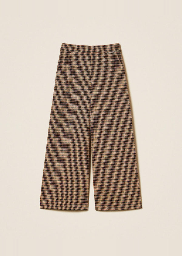 Pantaloni a palazzo in pied-de-poule