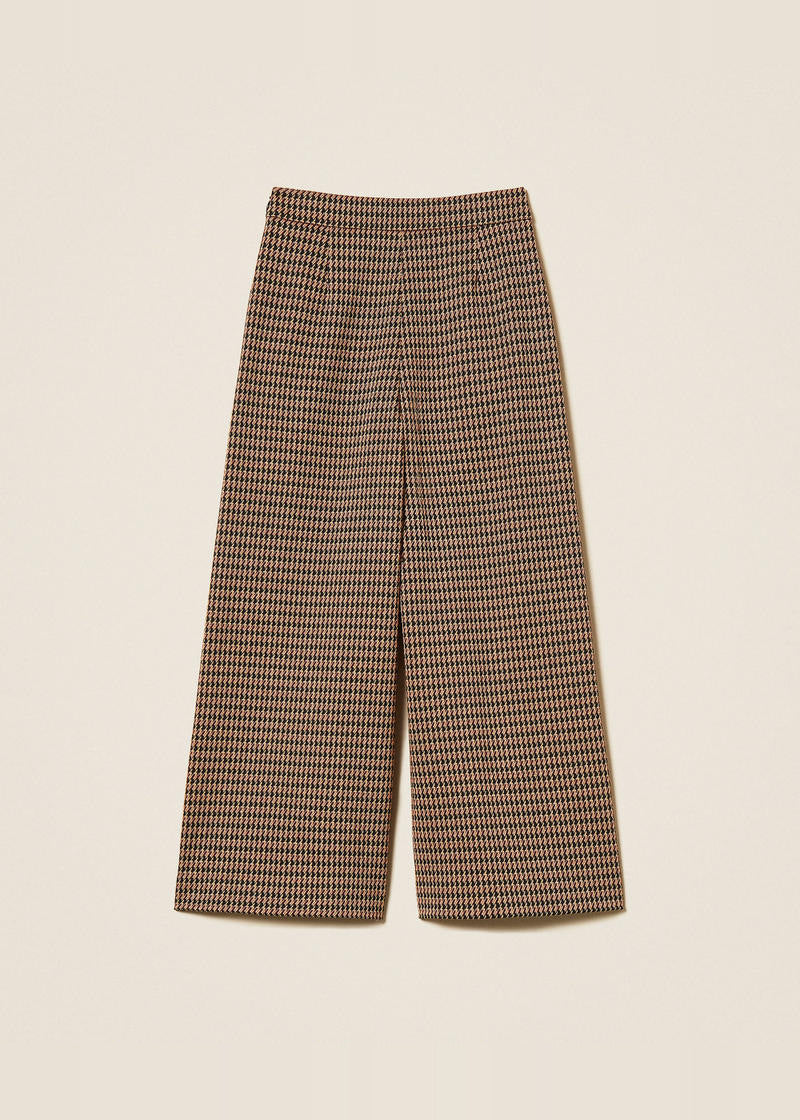 Pantaloni a palazzo in pied-de-poule