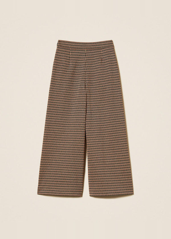 Pantaloni a palazzo in pied-de-poule
