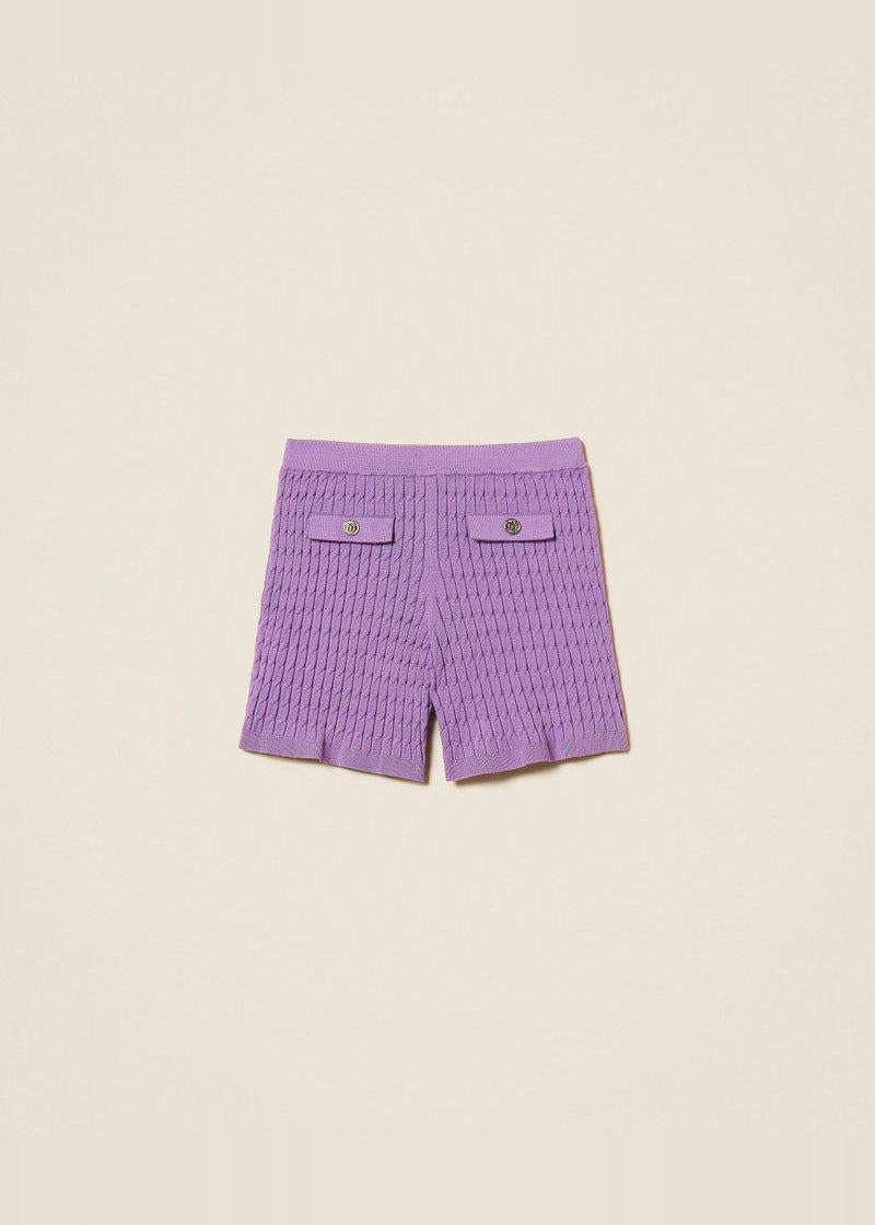 Shorts fitted in maglia a trecce