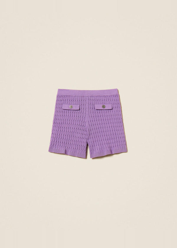 Shorts fitted in maglia a trecce