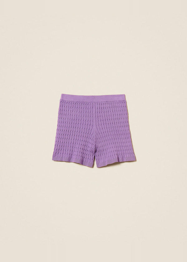 Shorts fitted in maglia a trecce