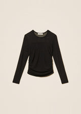 T-shirt in tulle con arricciatura