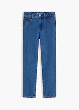 Jeans straight fit sbiaditi con bandierina ricamata