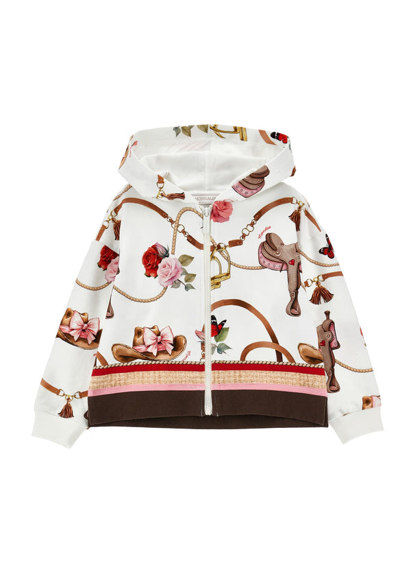Felpa con Cappuccio Stampa Equestre