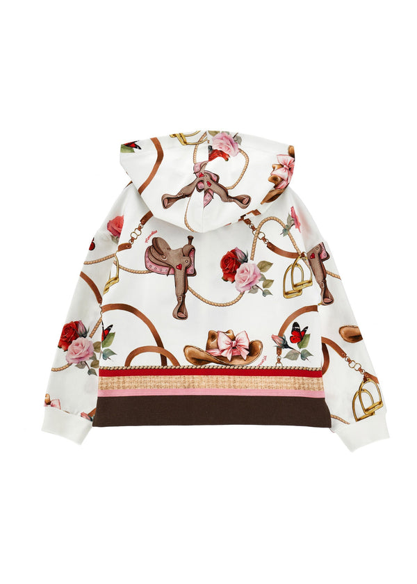 Felpa con Cappuccio Stampa Equestre
