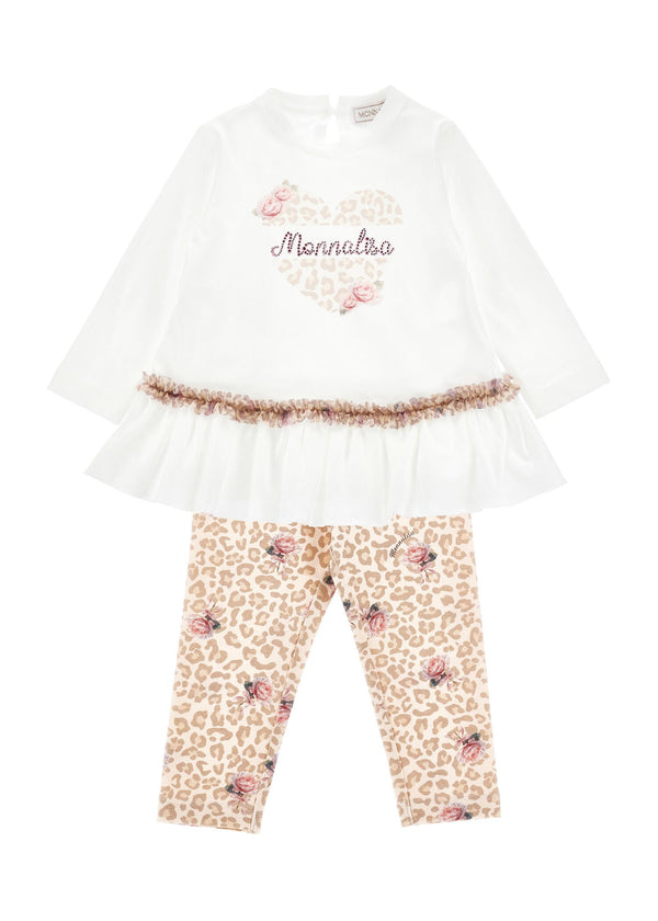 Completo cuore leopardato Monnalisa