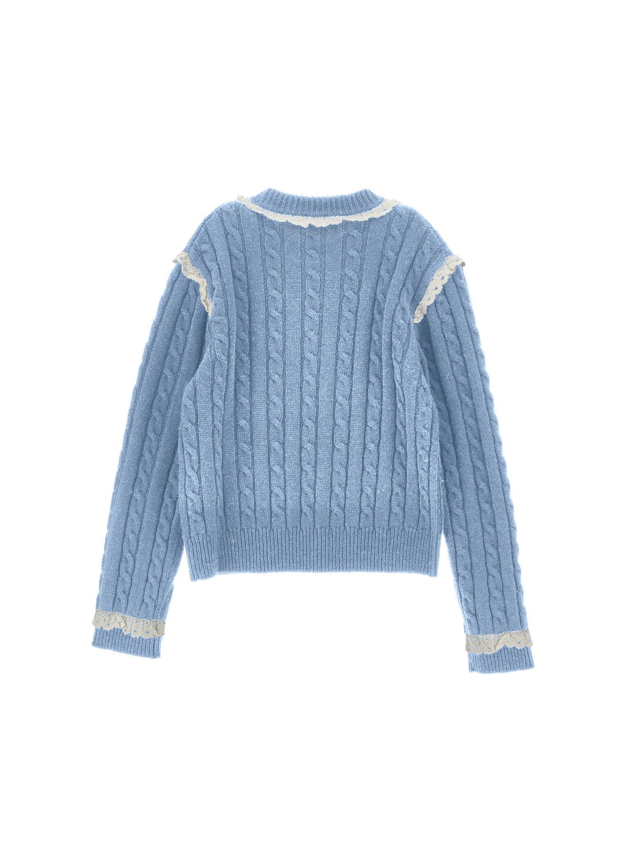Maglione con trecce e pizzo