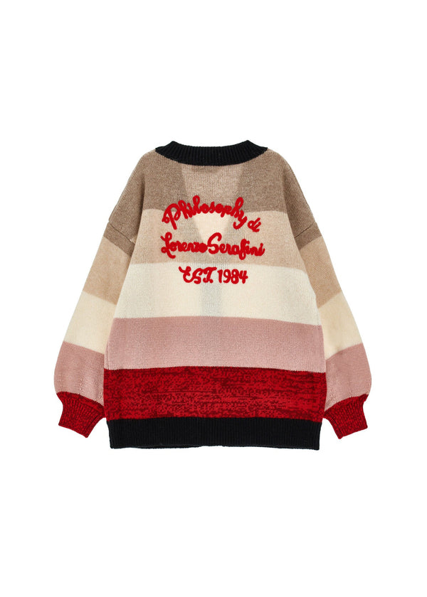 Cardigan color block in maglia