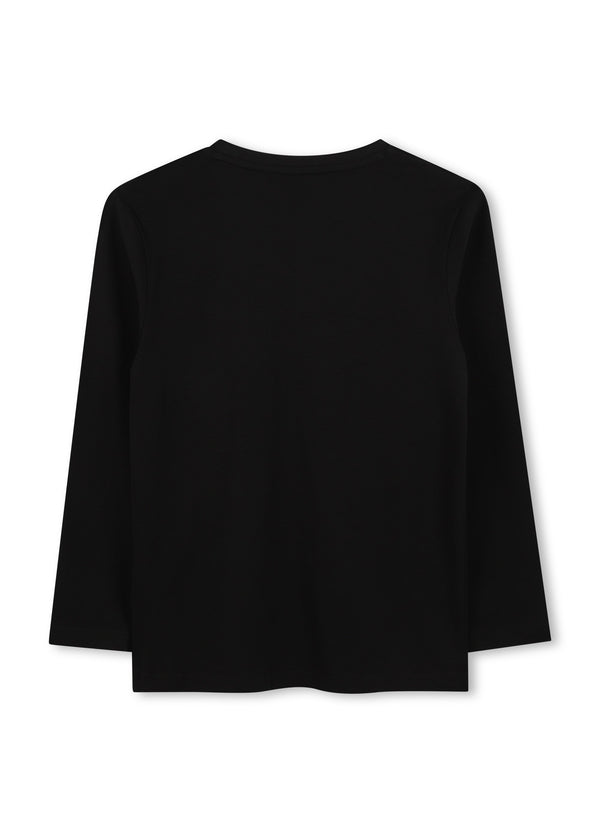 BOSS Kids Maglia a maniche lunghe in cotone con logo - Nero