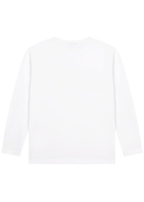 BOSS Kids Maglia a maniche lunghe in cotone con logo - Bianco