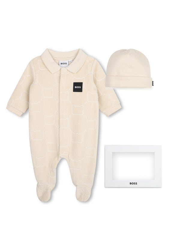 BOSS Kids Set pigiama in velour e cappellino - Nuovo beige