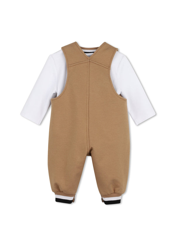 BOSS Kids Set salopette e t-shirt in cotone biologico - Biscotto