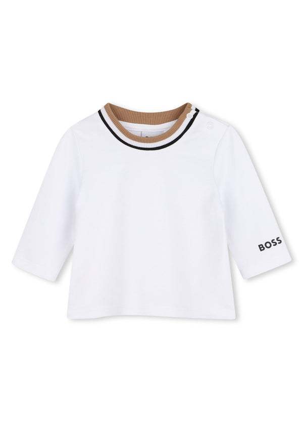 BOSS Kids Set salopette e t-shirt in cotone biologico - Biscotto