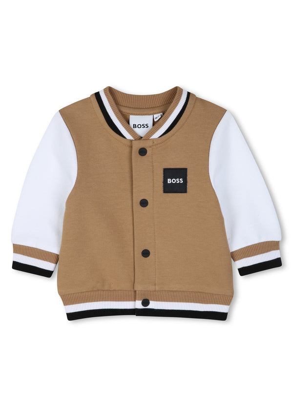BOSS Kids Set cardigan, pantaloni e maglia in cotone biologico - Biscotto