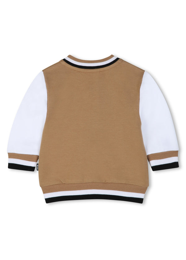 BOSS Kids Set cardigan, pantaloni e maglia in cotone biologico - Biscotto