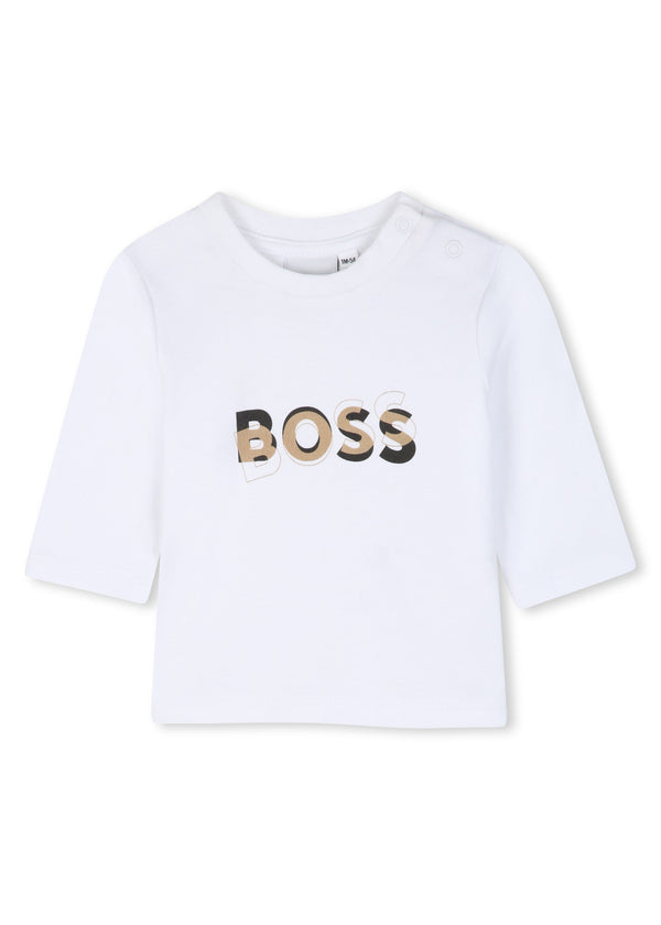 BOSS Kids Set cardigan, pantaloni e maglia in cotone biologico - Biscotto