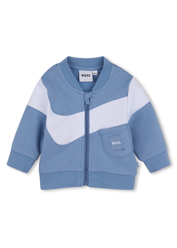 BOSS Kids Set cardigan con zip, pantaloni e maglia in cotone biologico - Ashleigh blue