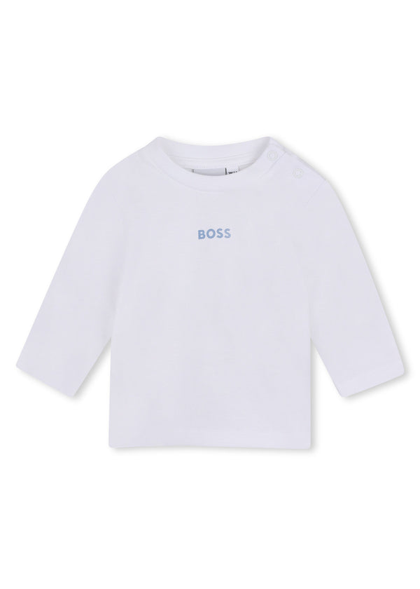 BOSS Kids Set cardigan con zip, pantaloni e maglia in cotone biologico - Ashleigh blue