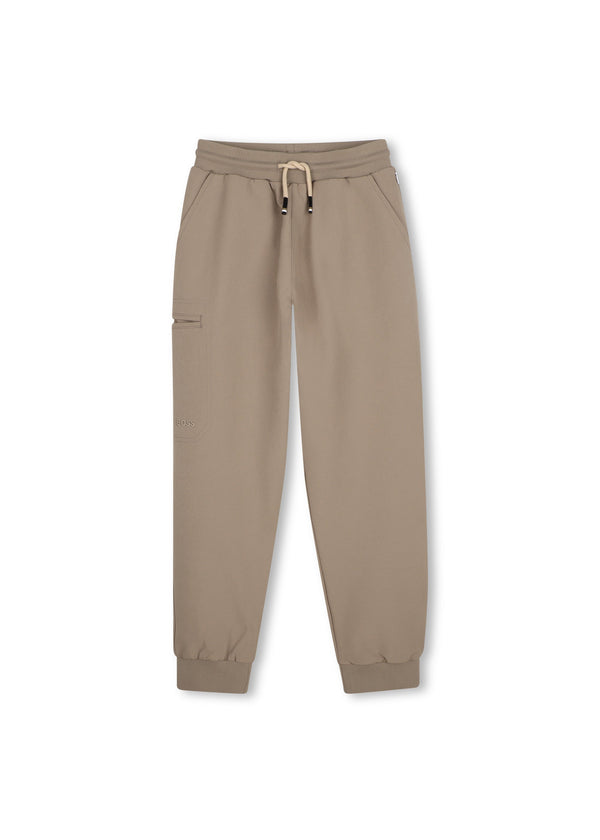 BOSS Kids Pantaloni jogging tapered con logo ricamato - Grigio