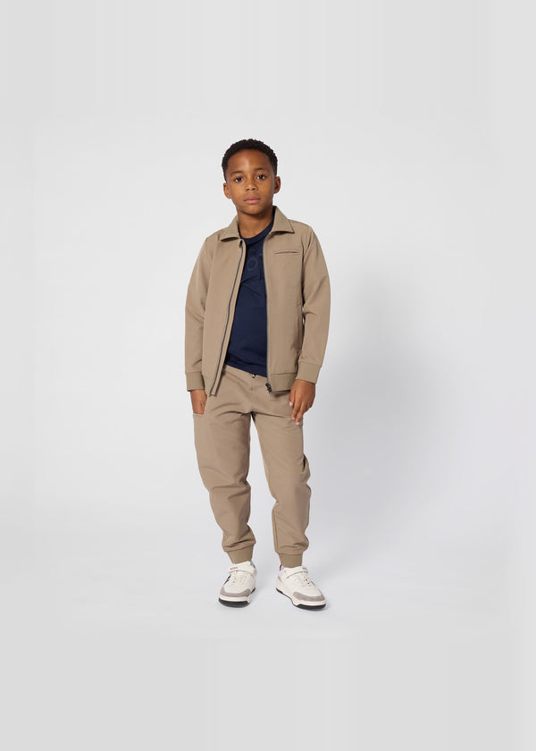 BOSS Kids Pantaloni jogging tapered con logo ricamato - Grigio