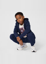 BOSS Kids Felpa con cappuccio e zip con badge Double B - Marine