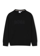 BOSS Kids Maglione girocollo con logo jacquard - Nero