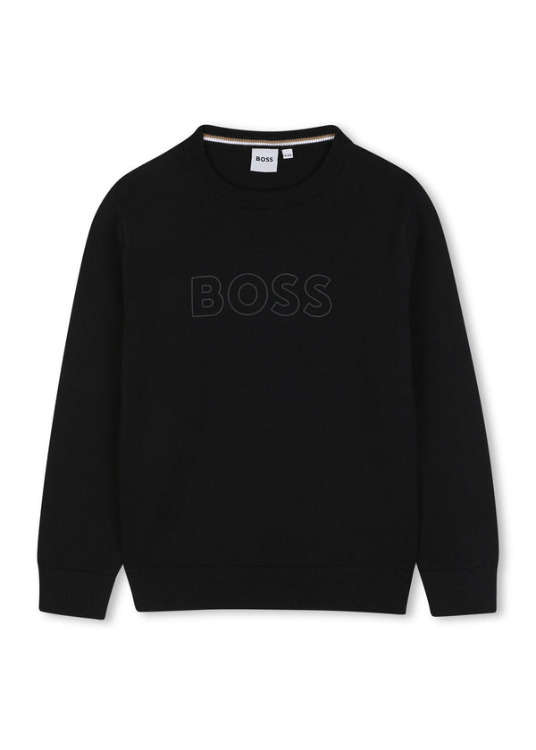 BOSS Kids Maglione girocollo con logo jacquard - Nero