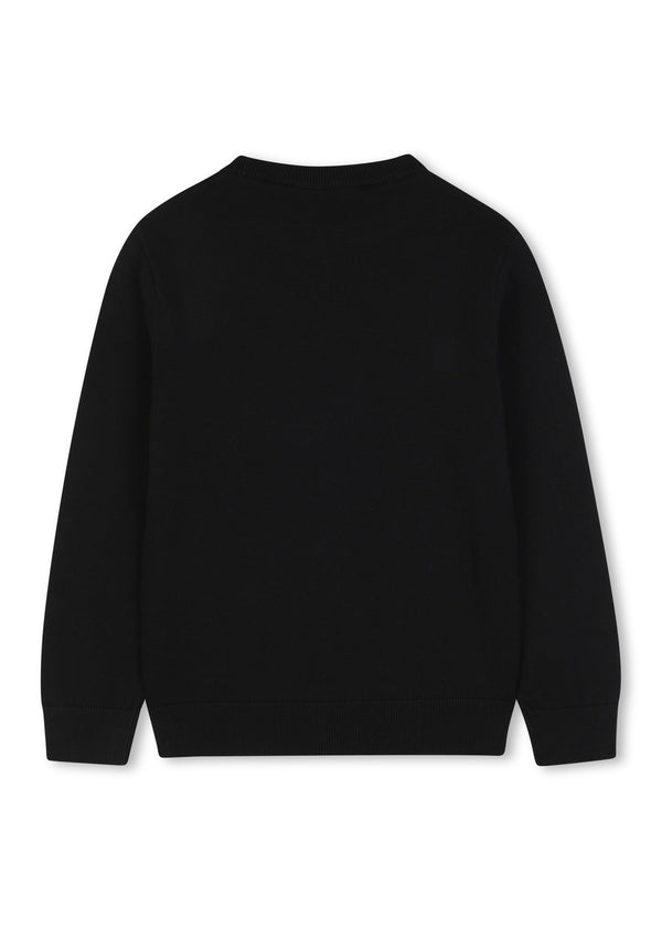 BOSS Kids Maglione girocollo con logo jacquard - Nero