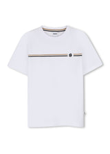 BOSS Kids T-shirt con righe iconiche e Double B - Bianco