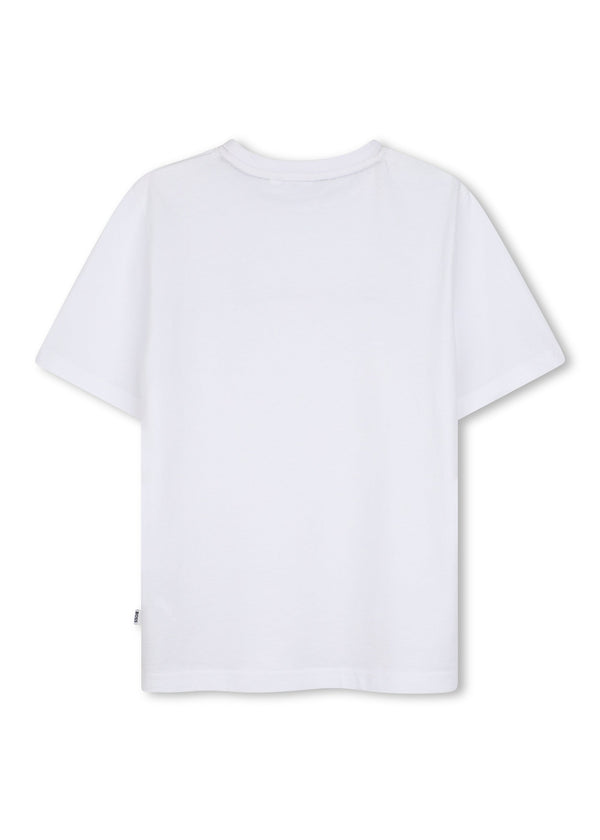 BOSS Kids T-shirt con righe iconiche e Double B - Bianco