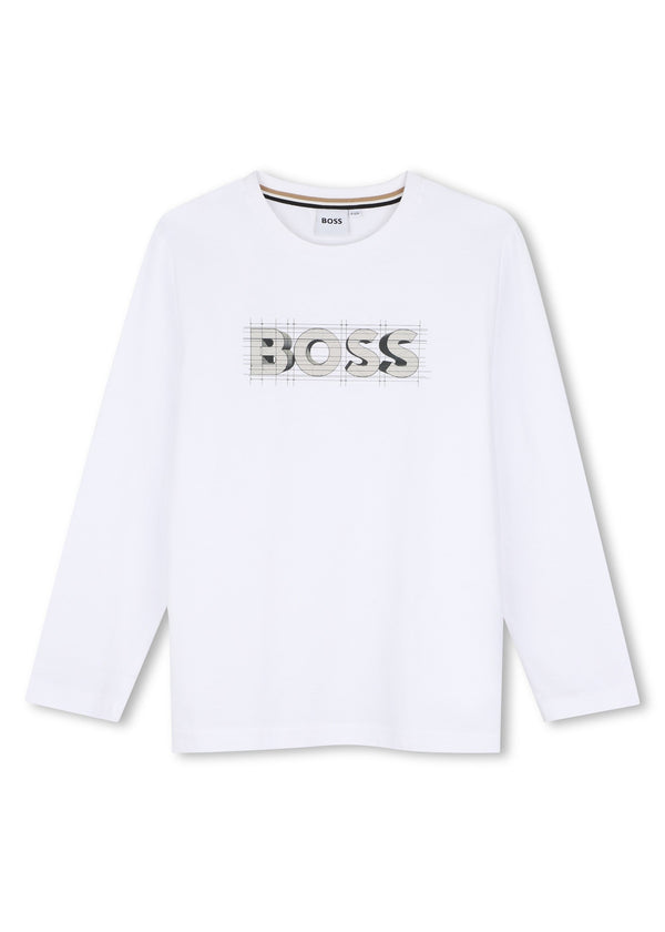 BOSS Kids Maglia a maniche lunghe con logo BOSS - Bianco