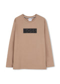 BOSS Kids Maglia a maniche lunghe in jersey con logo in rilievo - Biscotto