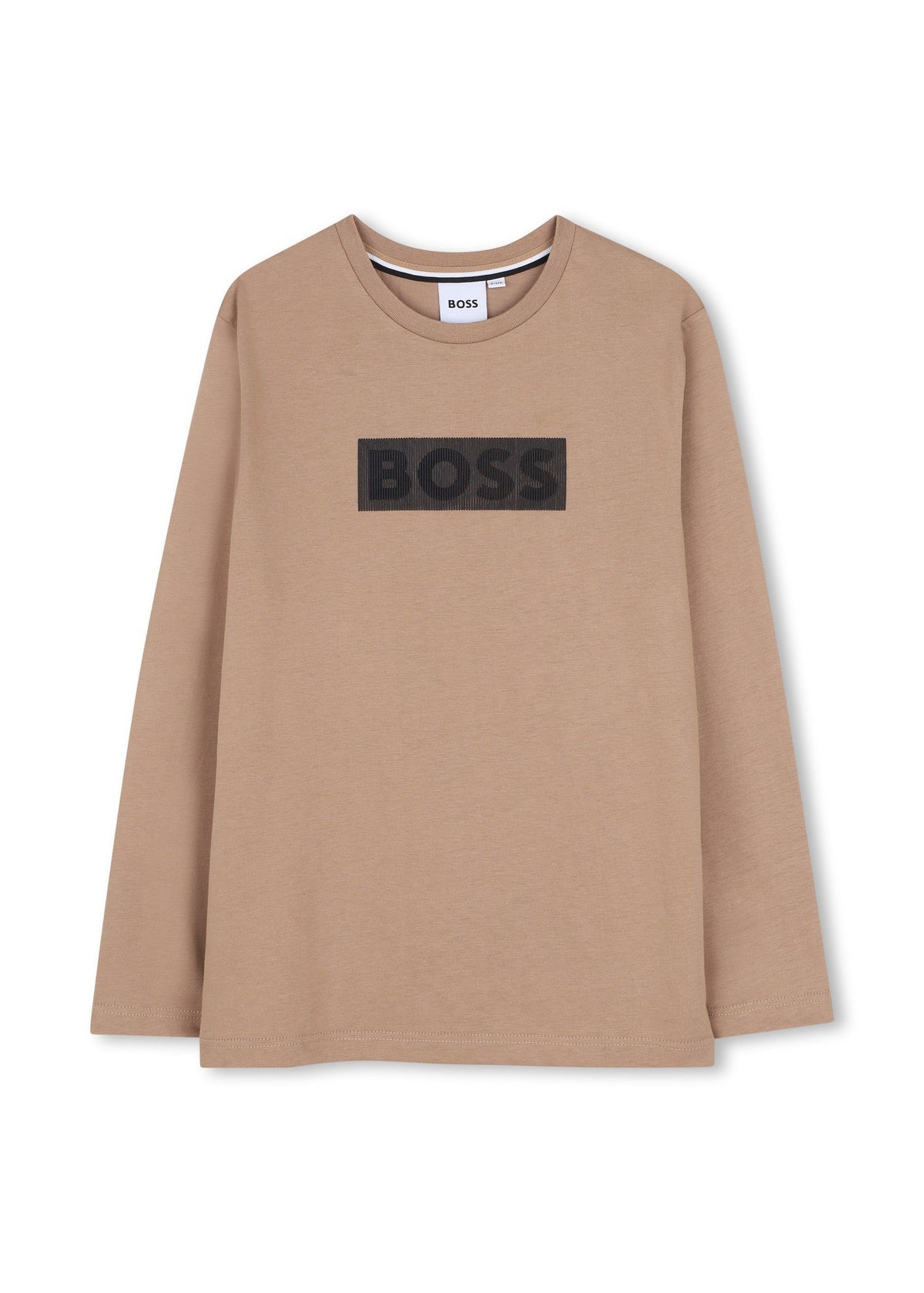 BOSS Kids Maglia a maniche lunghe in jersey con logo in rilievo - Biscotto