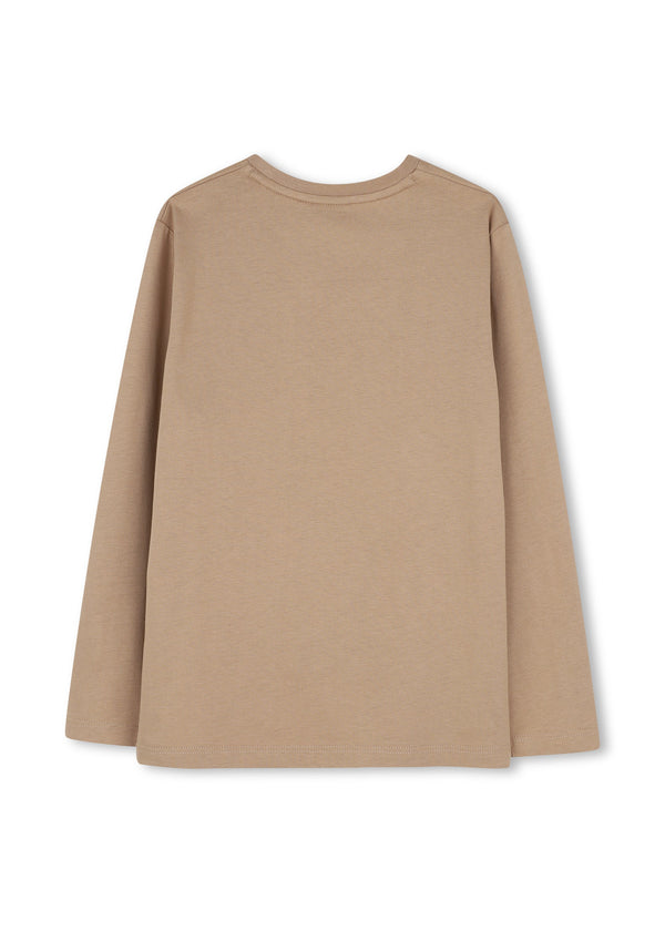 BOSS Kids Maglia a maniche lunghe in jersey con logo in rilievo - Biscotto