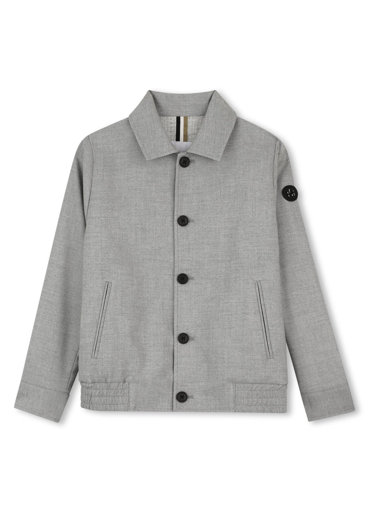 BOSS Kids Giacca elegante in twill con badge Double B - Grigio