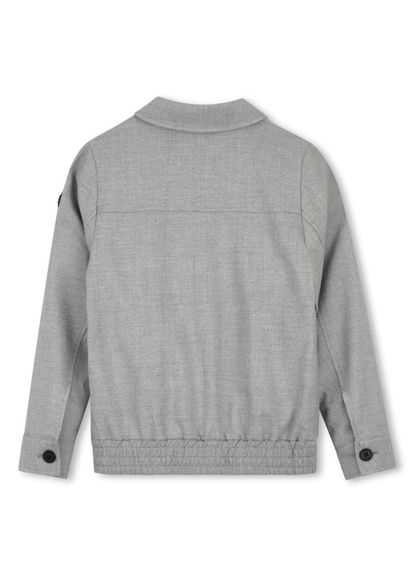 BOSS Kids Giacca elegante in twill con badge Double B - Grigio