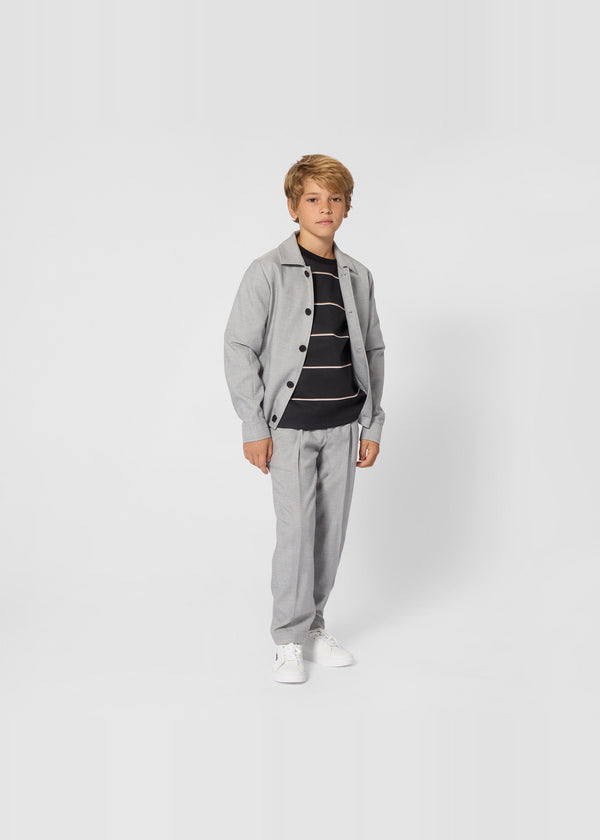 BOSS Kids Giacca elegante in twill con badge Double B - Grigio